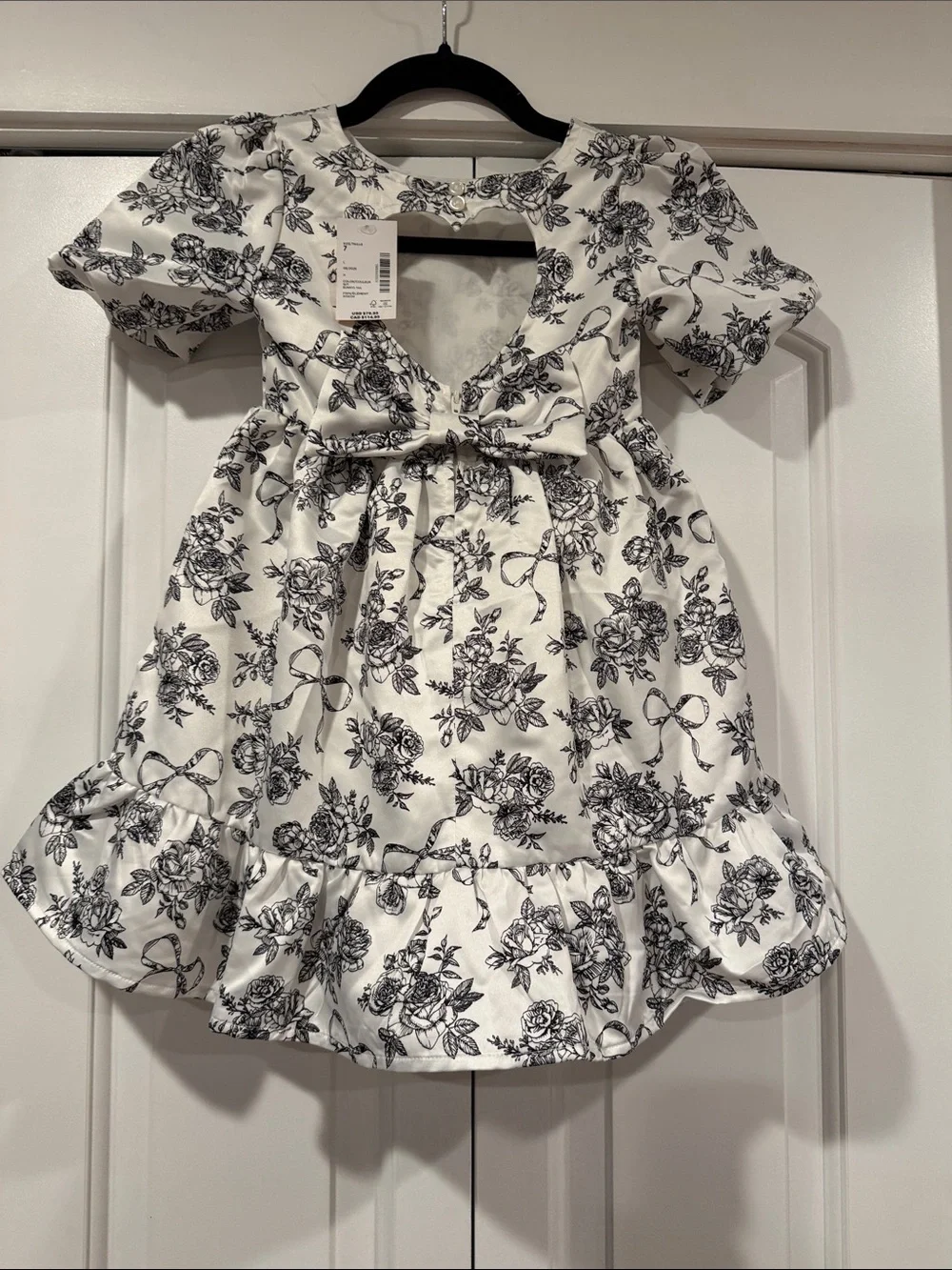 Gymboree Girls Floral Heart Cut Out Satin Ruffle Dress - Petit Paris - White 7